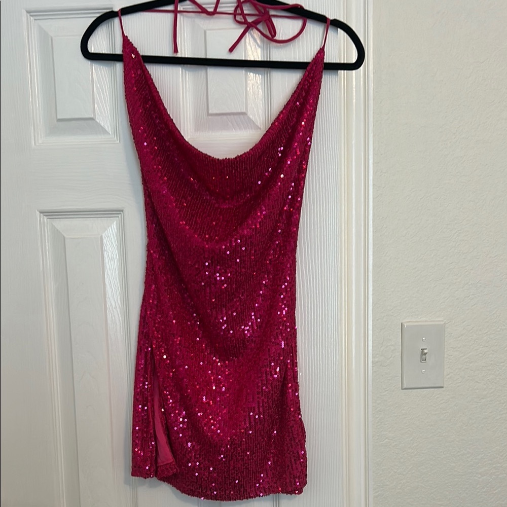 Fashion Nova Pink Sequin Mini Dress